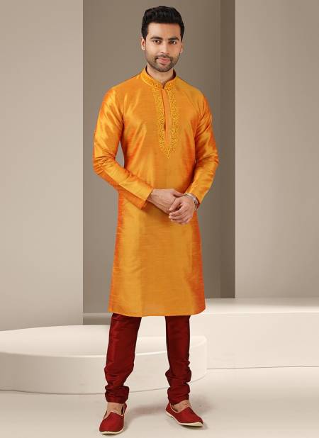 Fire Colour New Designer Function Wear Kurta Pajama Mens Collection 1507